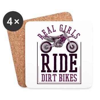 Echte Mädchen fahren Dirtbikes Supermoto Motorrad - Untersetzer (4er-Set) - Weiß - Vorne