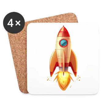 Retro-Rakete startet in zweidimensionaler Illustra - Untersetzer (4er-Set) - Weiß - Vorne