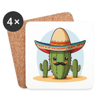 Cactus Fiesta Funny Mexican Holiday - Coasters (set of 4) - white - Front