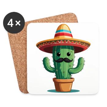 Cactus Fiesta Cactus Avec Sombrero Drôle - Dessous de verre (lot de 4) - blanc - Devant