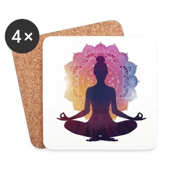Silence in the Pose: A Yoga Silhouette with Manda - Coasters (set of 4) - white - Front