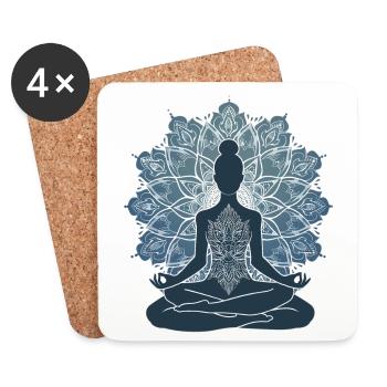 The Silence of Yoga: A Silhouette in Pose with M - Coasters (set of 4) - white - Front