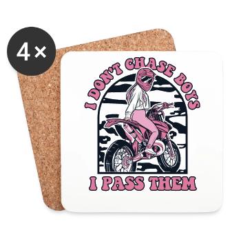 Je ne cours pas après les garçons, je les dépasse en Supermoto - Dessous de verre (lot de 4) - blanc - Devant