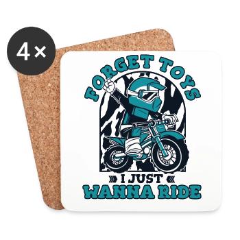 Forget Toys I Just Wanna Ride Motorcycle Racing - Coasters (set of 4) - white - Front