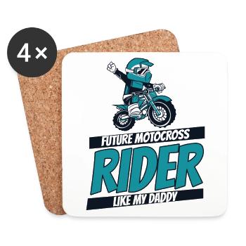 Futur pilote de motocross comme mon papa Racing - Dessous de verre (lot de 4) - blanc - Devant