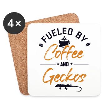 Fueled by Coffee and Geckos Gekkota Crested - Coasters (set of 4) - white - Front