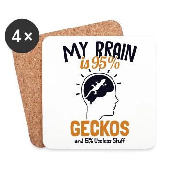 Mein Gehirn besteht zu 95% aus Geckos Eidechse Gekkota Schopf - Untersetzer (4er-Set) - Weiß - Vorne