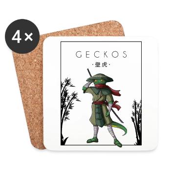Geckos Chinesische Hanzi-Eidechse Gekkota Schopf - Untersetzer (4er-Set) - Weiß - Vorne