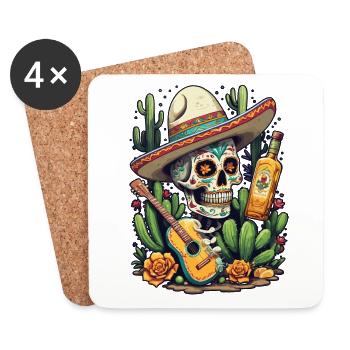Tequila Skull Design Cinco De Mayo Mexiko Feier - Untersetzer (4er-Set) - Weiß - Vorne