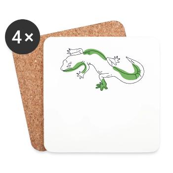 Lineart Gekkota Lézard à crête Gecko Expert - Dessous de verre (lot de 4) - blanc - Devant