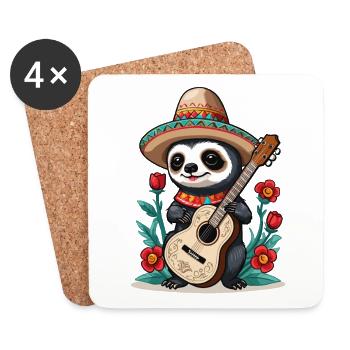 Sloth Mexican Mariachi Guitar Fiesta - Coasters (set of 4) - white - Front