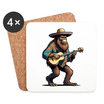 Bigfoot Mexican Mariachi Guitarist Fiesta - Coasters (set of 4) - white - Front