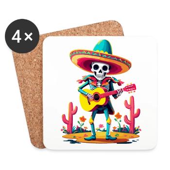 Mexican mariachi skeleton guitarist - Coasters (set of 4) - white - Front
