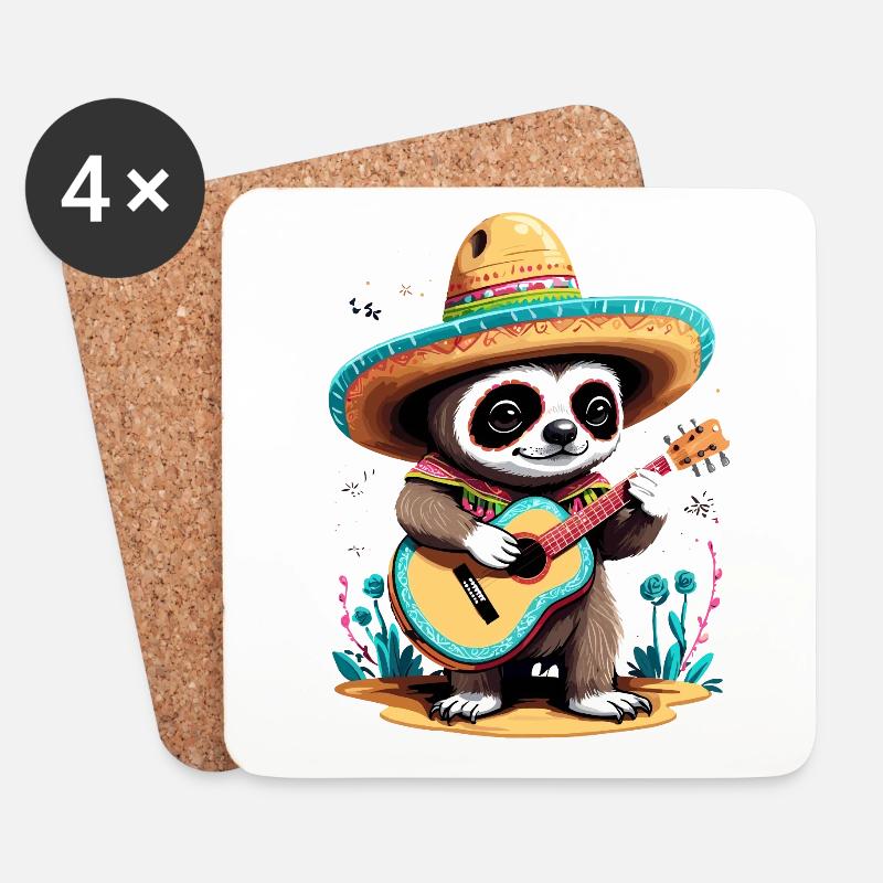 Faultier Mariachi Mexiko Musik Fiesta - Untersetzer (4er-Set) - Weiß