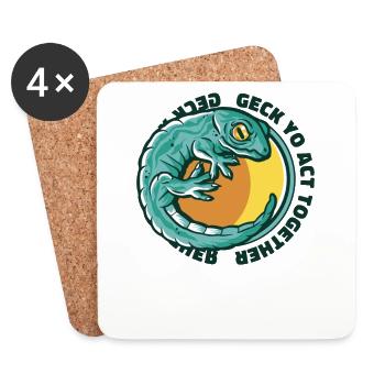 Geck Yo Act Together Eidechse Gekkota Schopf - Untersetzer (4er-Set) - Weiß - Vorne