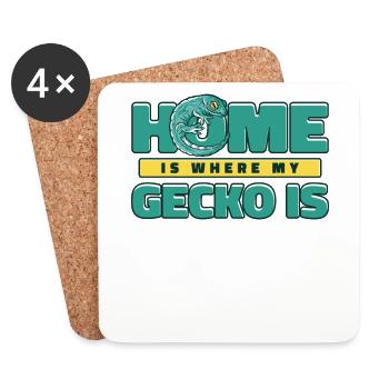 Home Is Where My Gecko Is Crested Lizard Leopard - Coasters (set of 4) - white - Front