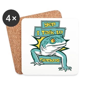 I Talk To Geckos Lizard Gekkota Crested Leopard - Coasters (set of 4) - white - Front