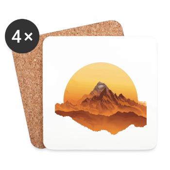 Sunset Mountains Circular Shape - Coasters (set of 4) - white - Front