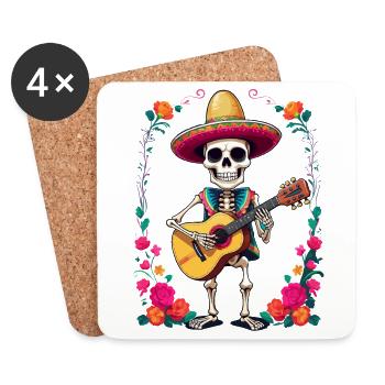Mexican mariachi skeleton guitarist - Coasters (set of 4) - white - Front