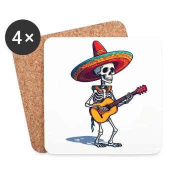 Mexican mariachi skeleton guitarist - Coasters (set of 4) - white - Front