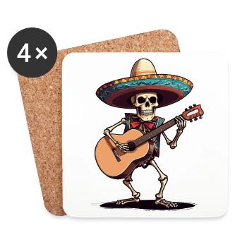 Mexican mariachi skeleton guitarist - Coasters (set of 4) - white - Front