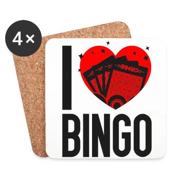Joueur de bingo Heart I Love Bingo - Dessous de verre (lot de 4) - blanc - Devant