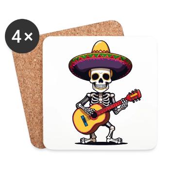Mexican mariachi skeleton guitarist - Coasters (set of 4) - white - Front