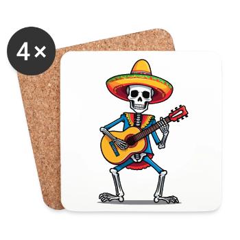 Mexican Mariachi Skeleton Guitar Fiesta - Coasters (set of 4) - white - Front