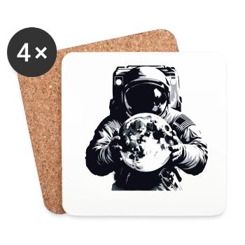 Astronaut hält Mond in den Händen Raumfahrer - Untersetzer (4er-Set) - Weiß - Vorne