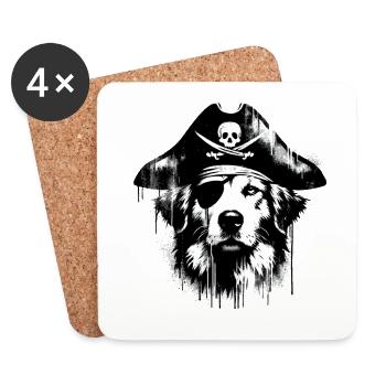 Piratenhund Pirat Hund Graffiti Streetart Style - Untersetzer (4er-Set) - Weiß - Vorne