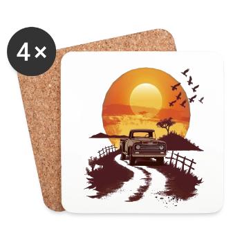 Sunset Road Classic Pickup - Coasters (set of 4) - white - Front