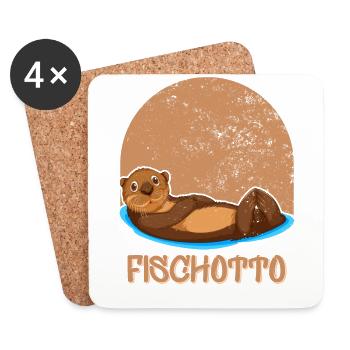 Otto Name, tenue Fischotto pour le jour du nom avec le nom - Dessous de verre (lot de 4) - blanc - Devant