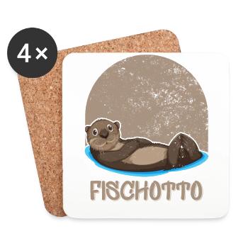 Otto Name, tenue Fischotto pour le jour du nom avec le nom - Dessous de verre (lot de 4) - blanc - Devant