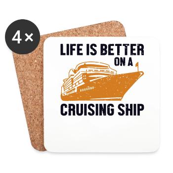 La vie est meilleure sur un bateau de croisière - Dessous de verre (lot de 4) - blanc - Devant