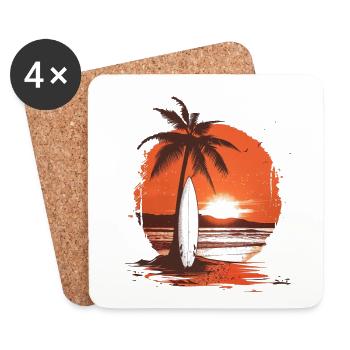 Sunrise Surfing Tropical Island - Coasters (set of 4) - white - Front