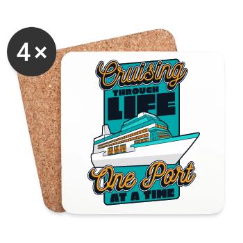 Croisière à travers la vie, un port à la fois - Dessous de verre (lot de 4) - blanc - Devant