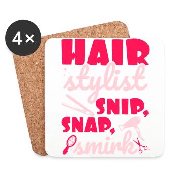 Frisörin Haarstylist Friseursalon Barber Friseurim - Untersetzer (4er-Set) - Weiß - Vorne