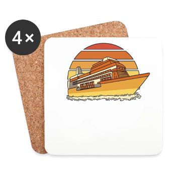 Bateau de croisière rétro Croisière équipage Passangers Croisière - Dessous de verre (lot de 4) - blanc - Devant