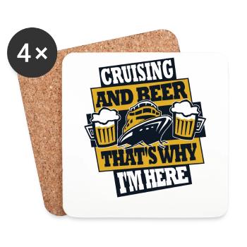 Croisière Et Bière, c’est pourquoi je suis ici Croisière - Dessous de verre (lot de 4) - blanc - Devant