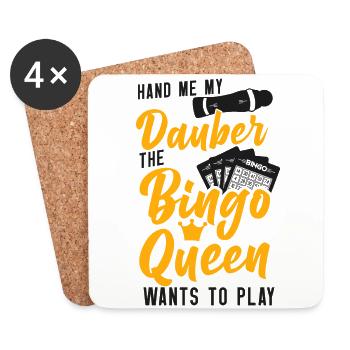 Bingo Player Queen Hand Me My - Coasters (set of 4) - white - Front