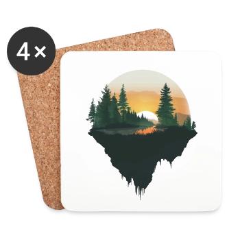 Sunset, Nature, Idyll, Flying Island - Coasters (set of 4) - white - Front