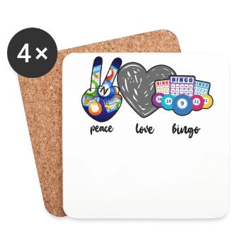 Joueur de bingo Peace Love Bingo - Dessous de verre (lot de 4) - blanc - Devant