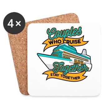 Couples qui naviguent ensemble Croisière en bateau de croisière - Dessous de verre (lot de 4) - blanc - Devant