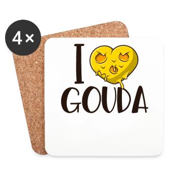 J’aime le Gouda Queso Fromager Amant le Gouda - Dessous de verre (lot de 4) - blanc - Devant