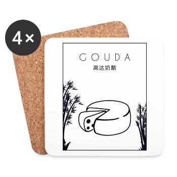 Gouda chinois Hanzi Queso fromager - Dessous de verre (lot de 4) - blanc - Devant