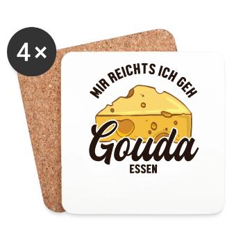 Mir reichts ich geh Gouda essen Queso Maker Gouda - Dessous de verre (lot de 4) - blanc - Devant