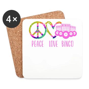 Joueur de bingo Peace Love Bingo - Dessous de verre (lot de 4) - blanc - Devant