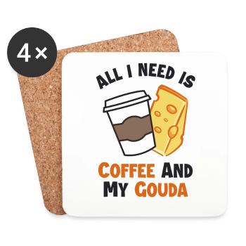 Le café et mon gouda Maker Queso Cheesemonger - Dessous de verre (lot de 4) - blanc - Devant