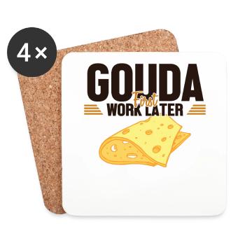 Gouda d’abord travail plus tard fromager Queso - Dessous de verre (lot de 4) - blanc - Devant