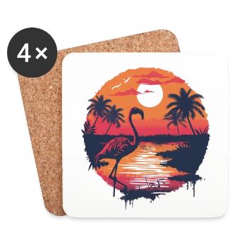Flamingo Illustration - Coasters (set of 4) - white - Front